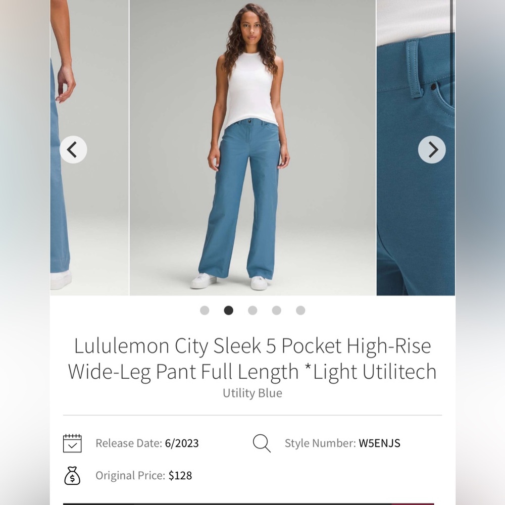 🍋Lululemon City Sleek 5 Pocket HR Wide-Leg Pant Full Length Lt Utilitech sz 16🍋